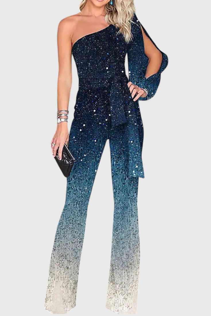 Cintia | Asymmetrical Jumpsuit with Gradient Sparkles