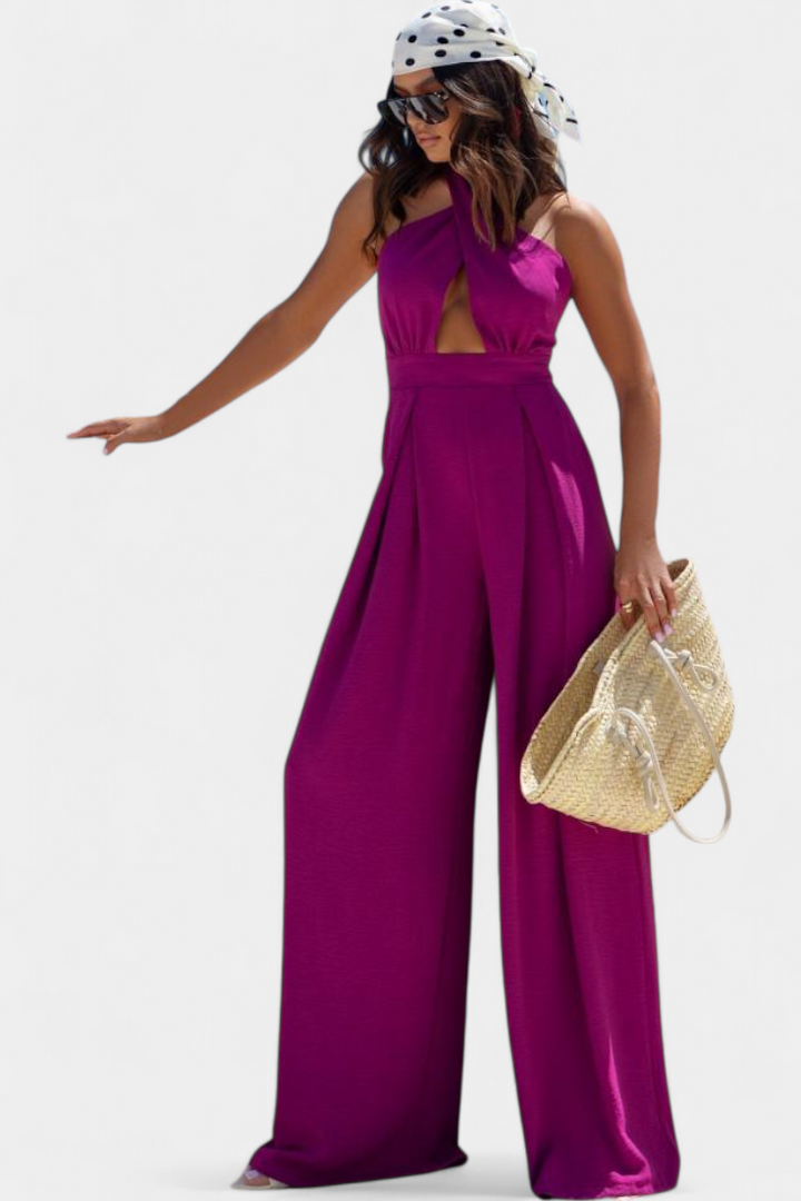 Jessica | Mono Halter Crossback with Open Back and Wide Leg