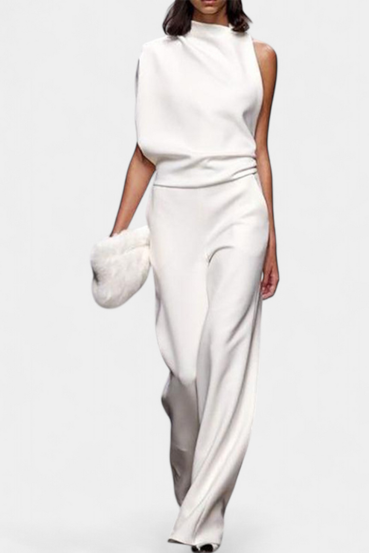 Etta | Asymmetrical Fluid Leg Jumpsuit