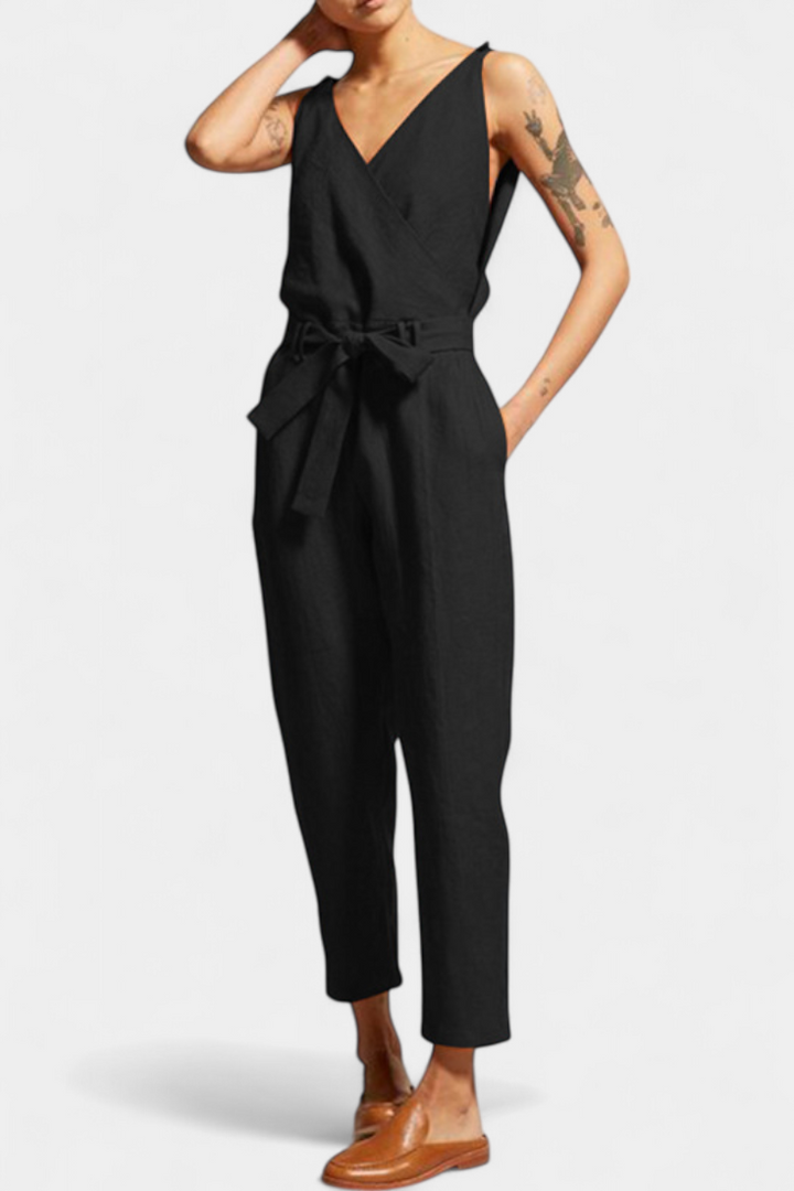 Maggie | Mono Without Sleeves with V-Neck and Crossed Waist in Cotton
