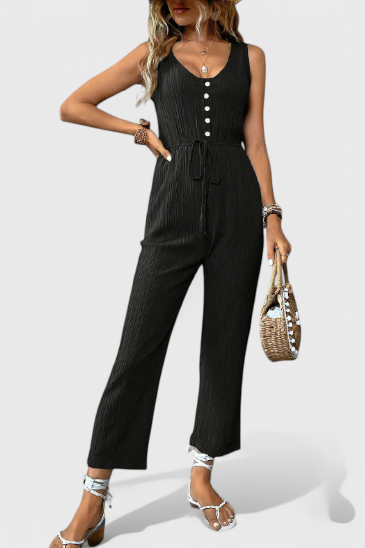 Marisela | Textured Jumpsuit with V-Neck