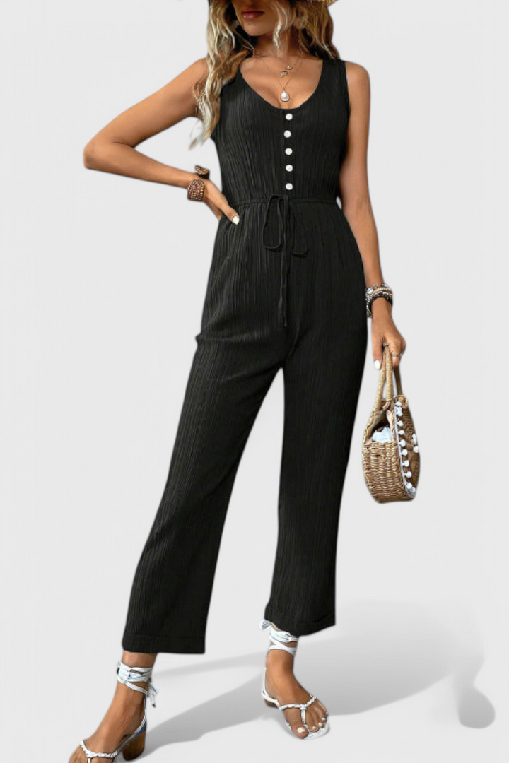 Marisela | Textured Jumpsuit with V-Neck