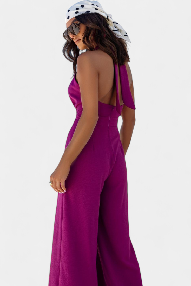 Jessica | Mono Halter Crossback with Open Back and Wide Leg