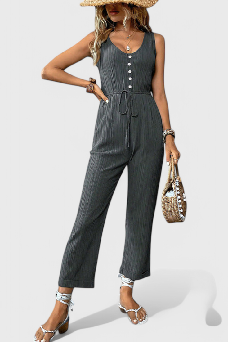 Marisela | Textured Jumpsuit with V-Neck