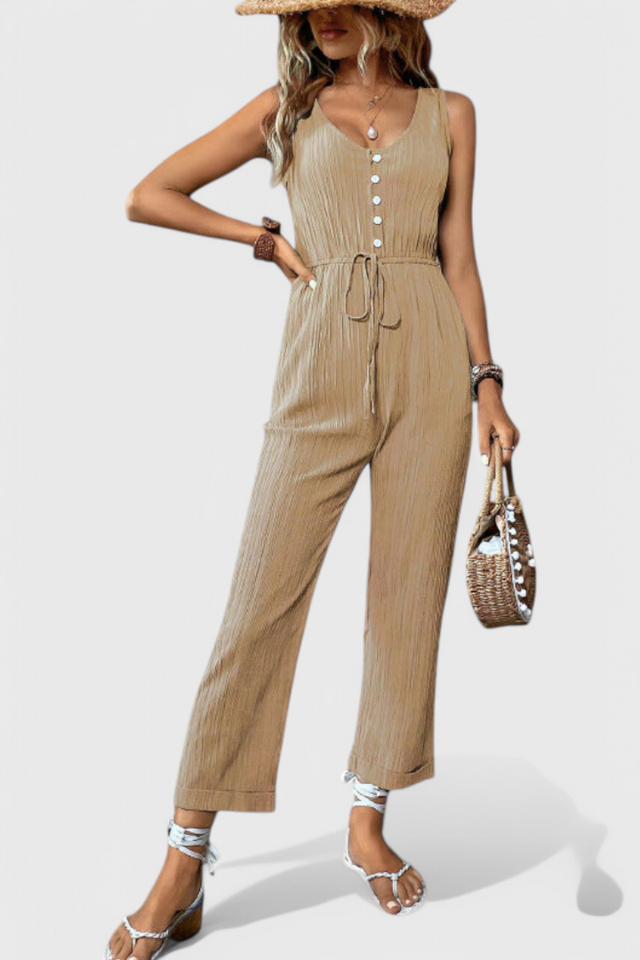 Marisela | Textured Jumpsuit with V-Neck