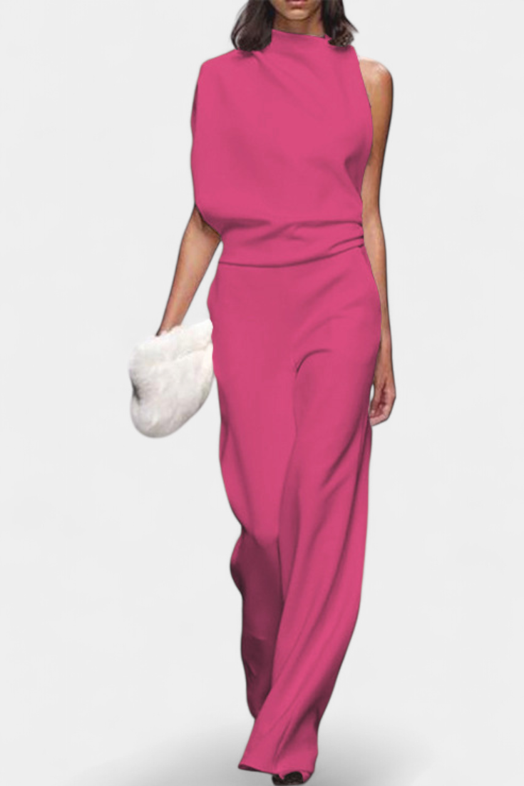 Etta | Asymmetrical Fluid Leg Jumpsuit