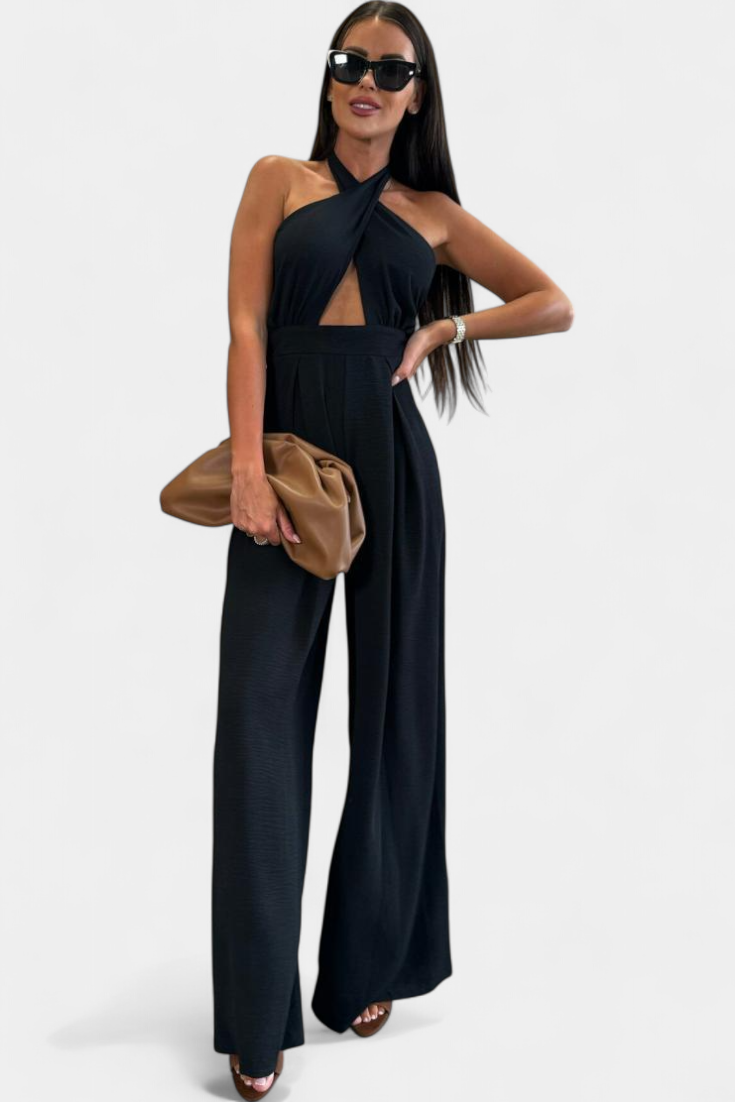 Jessica | Mono Halter Crossback with Open Back and Wide Leg
