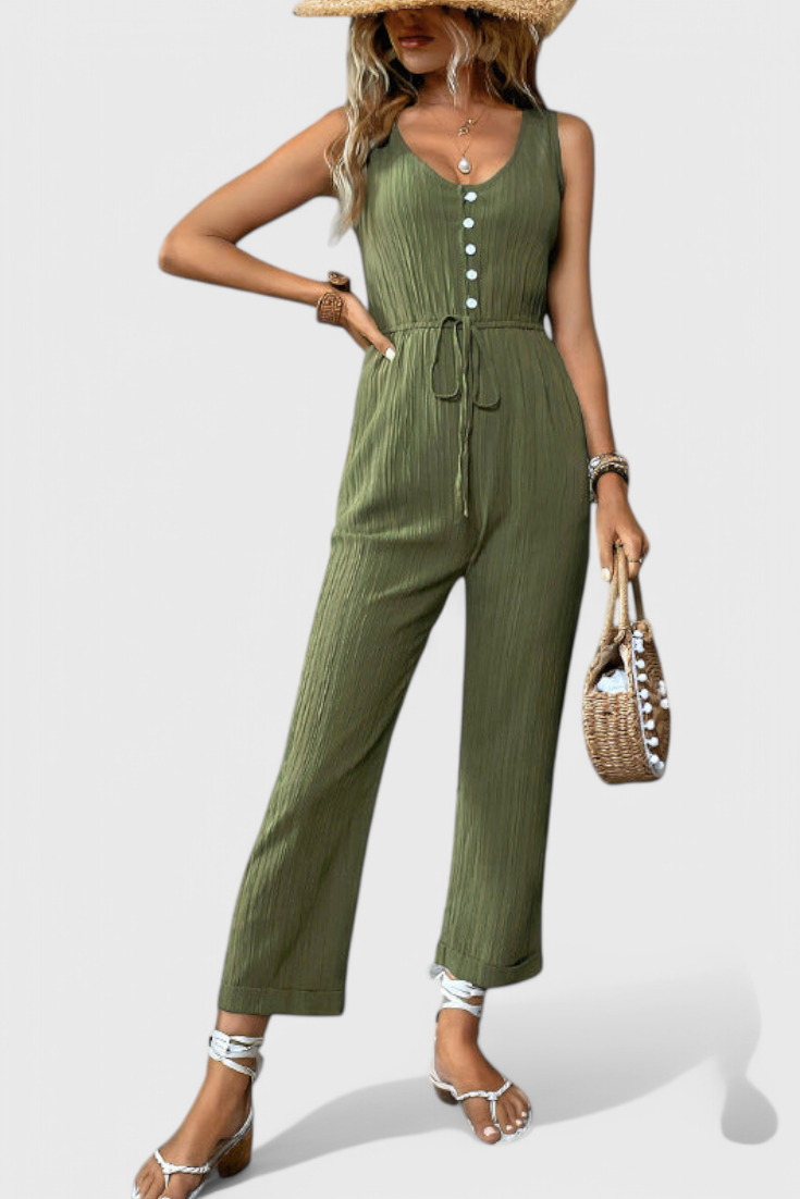 Marisela | Textured Jumpsuit with V-Neck
