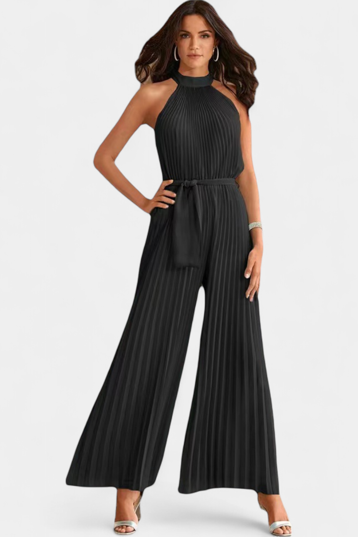 Patrizia | Mono Palazzo Pleated with Halter Neck