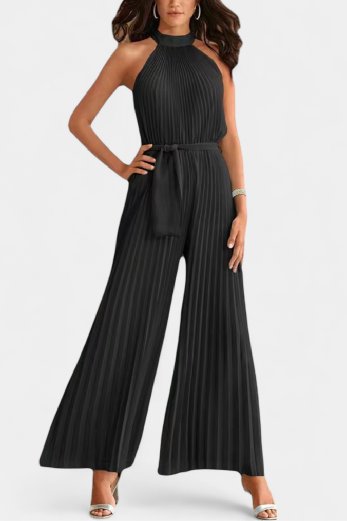 Patrizia | Mono Palazzo Pleated with Halter Neck