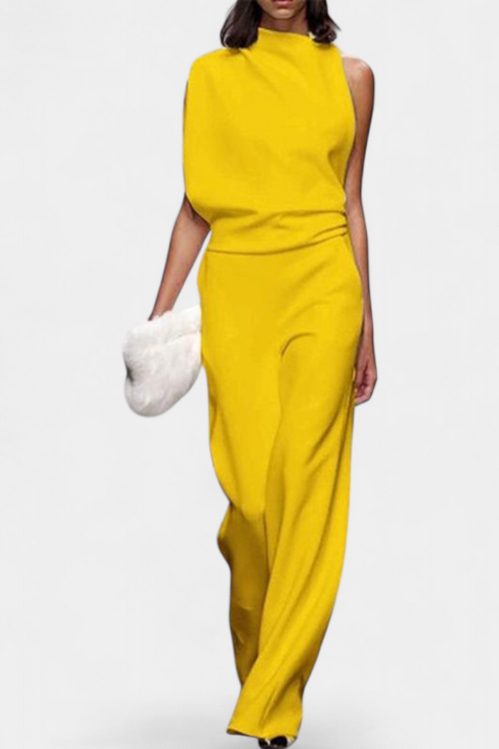 Etta | Asymmetrical Fluid Leg Jumpsuit