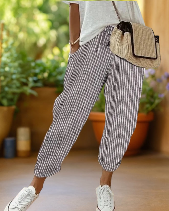 Kyoto | Striped Pants with Drawstring