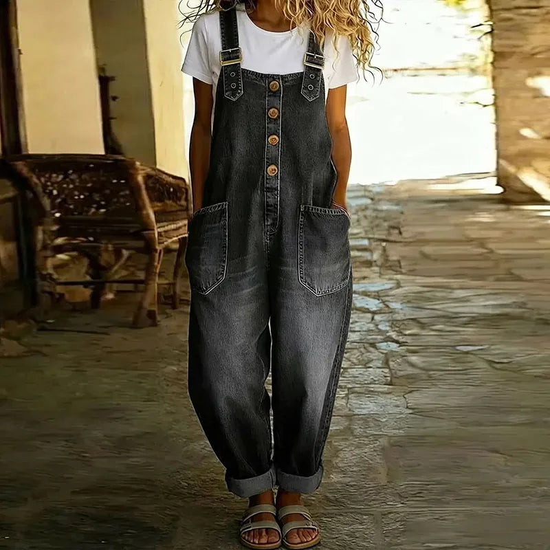 Anathi | Maïwenn | Salopette vintage in cotone morbido effetto denim