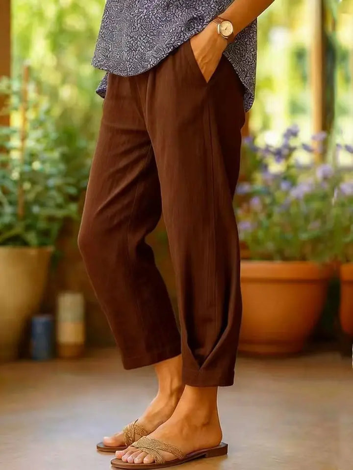 Provenza | Solid Color Linen Cropped Pants