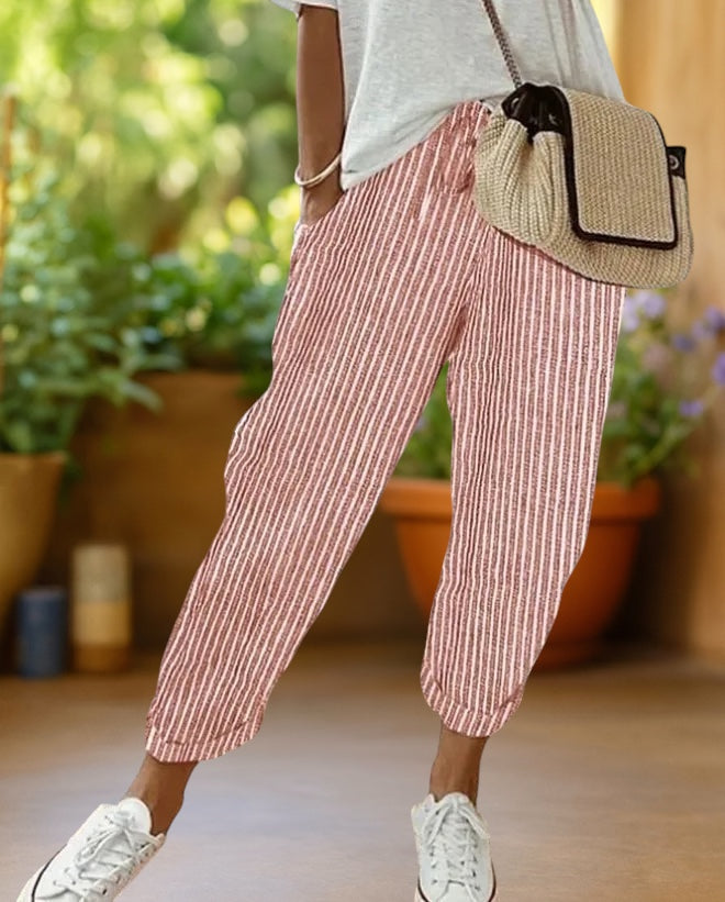 Kyoto | Striped Pants with Drawstring