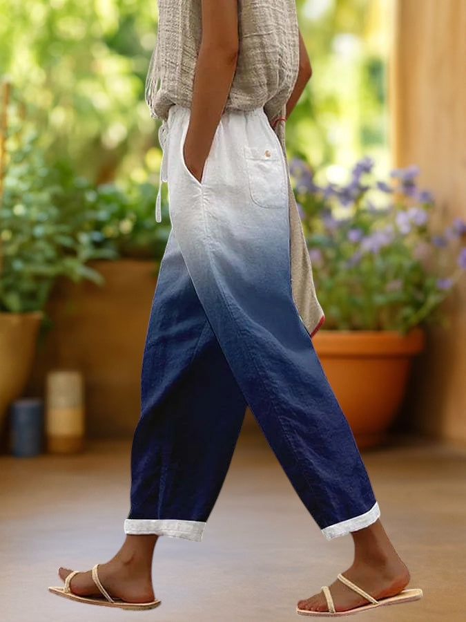 Soleil | Ankle-Length Pants with Bohemian Print