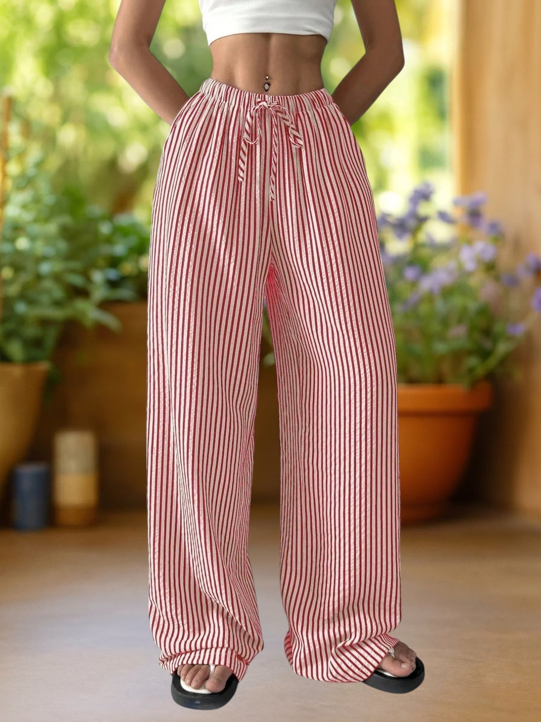 Riviera | Floor-Length Striped Pants