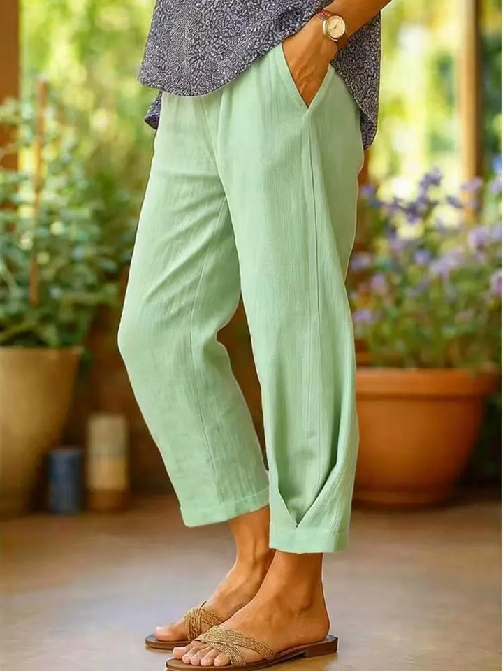 Provenza | Solid Color Linen Cropped Pants