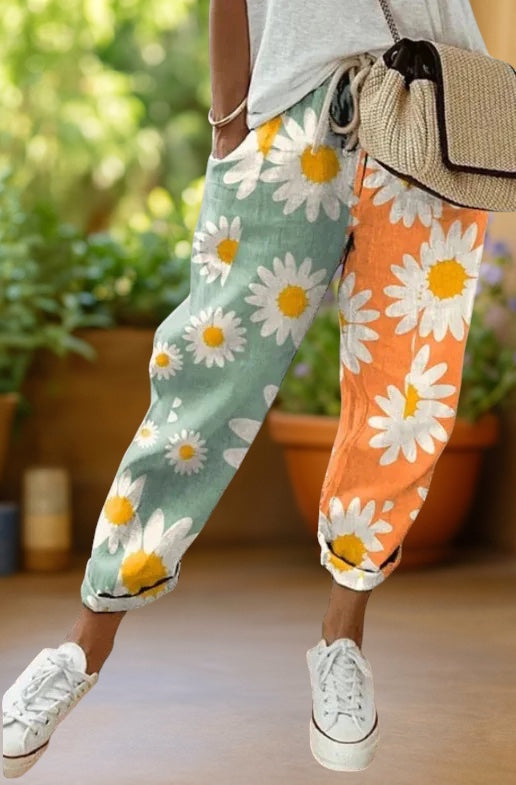 Soleil | Ankle-Length Pants with Bohemian Print