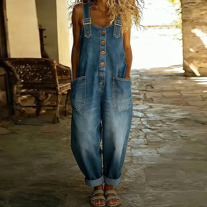 Anathi | Maïwenn | Salopette vintage in cotone morbido effetto denim