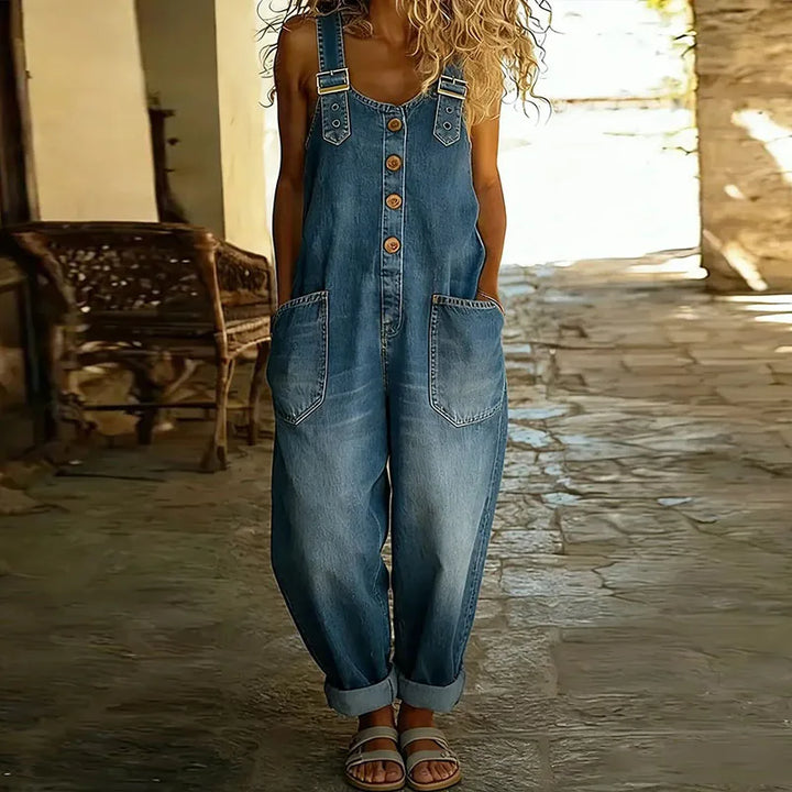 Anathi | Maïwenn | Salopette vintage in cotone morbido effetto denim