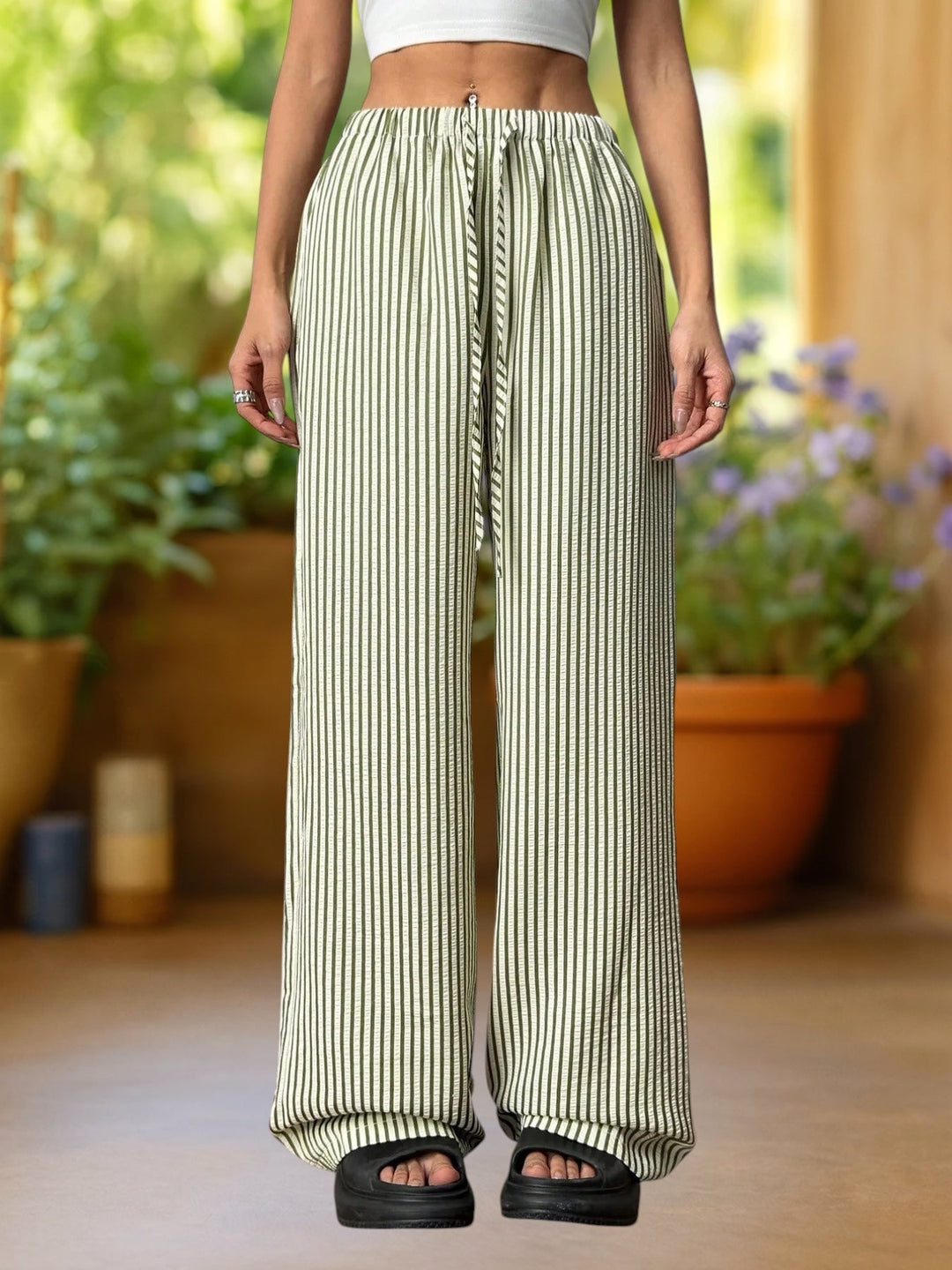 Riviera | Floor-Length Striped Pants