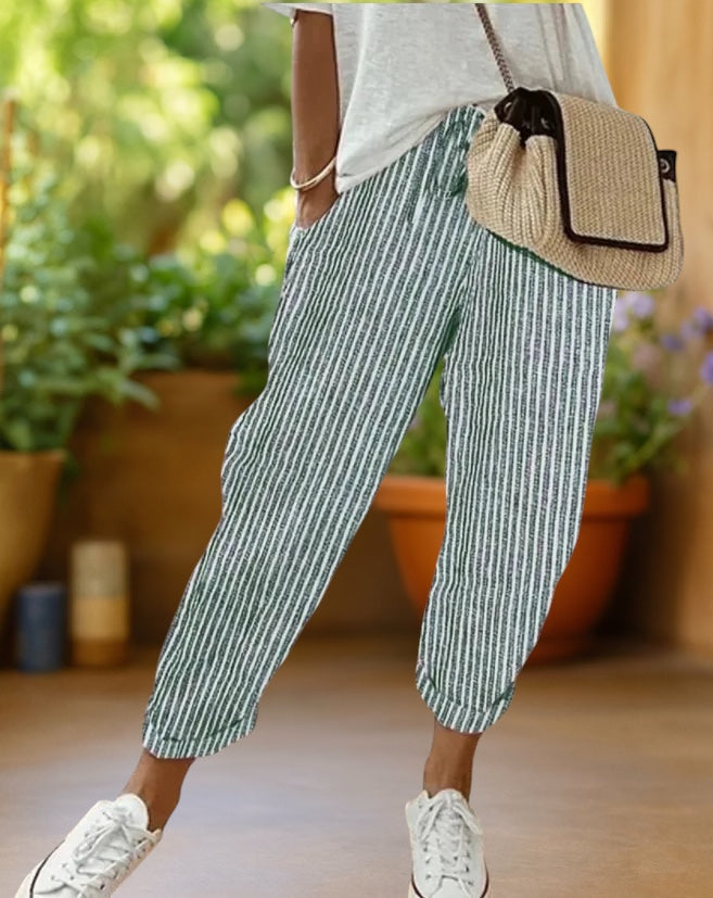 Marlowe | Striped Pants with Drawstring