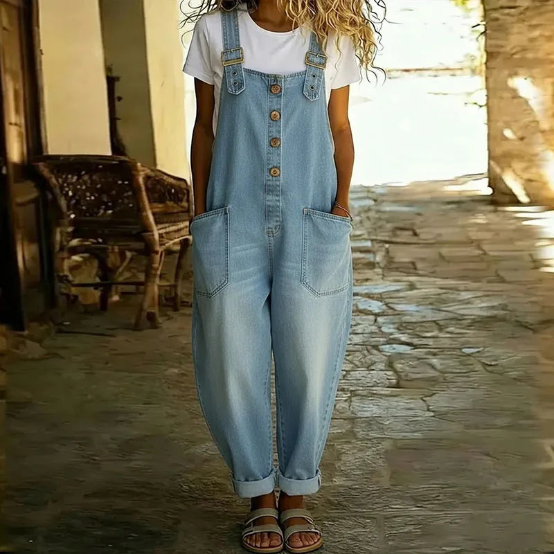 Anathi | Maïwenn | Salopette vintage in cotone morbido effetto denim