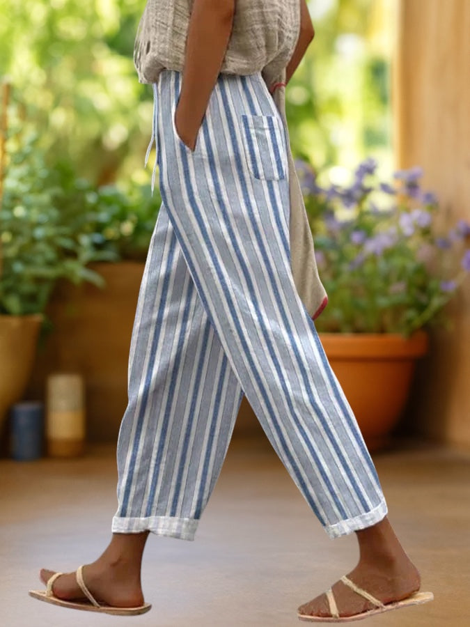 Soleil | Ankle-Length Pants with Bohemian Print