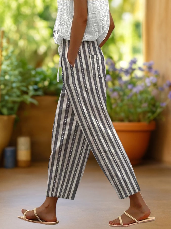 Soleil | Ankle-Length Pants with Bohemian Print