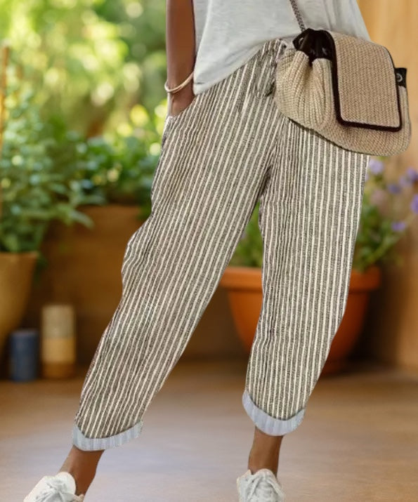 Marlowe | Striped Pants with Drawstring