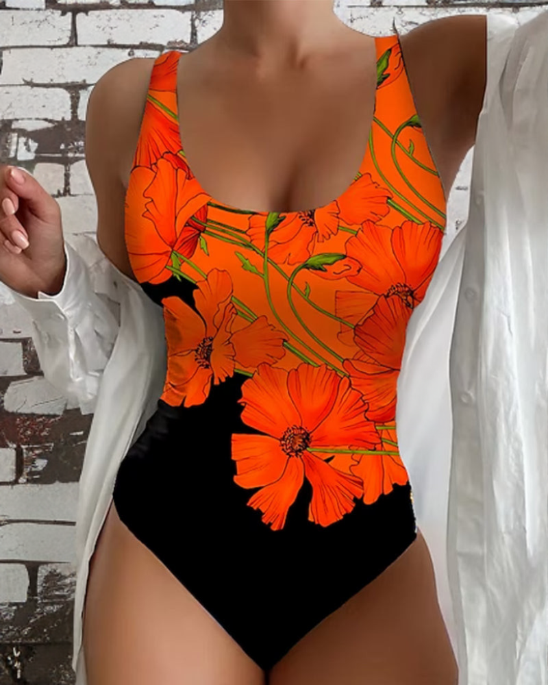 Elena | Elegant one-piece swimsuit with floral print