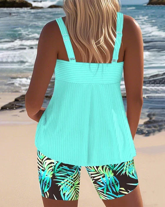 Daphne | Shiny Ribbed Tankini Shorts