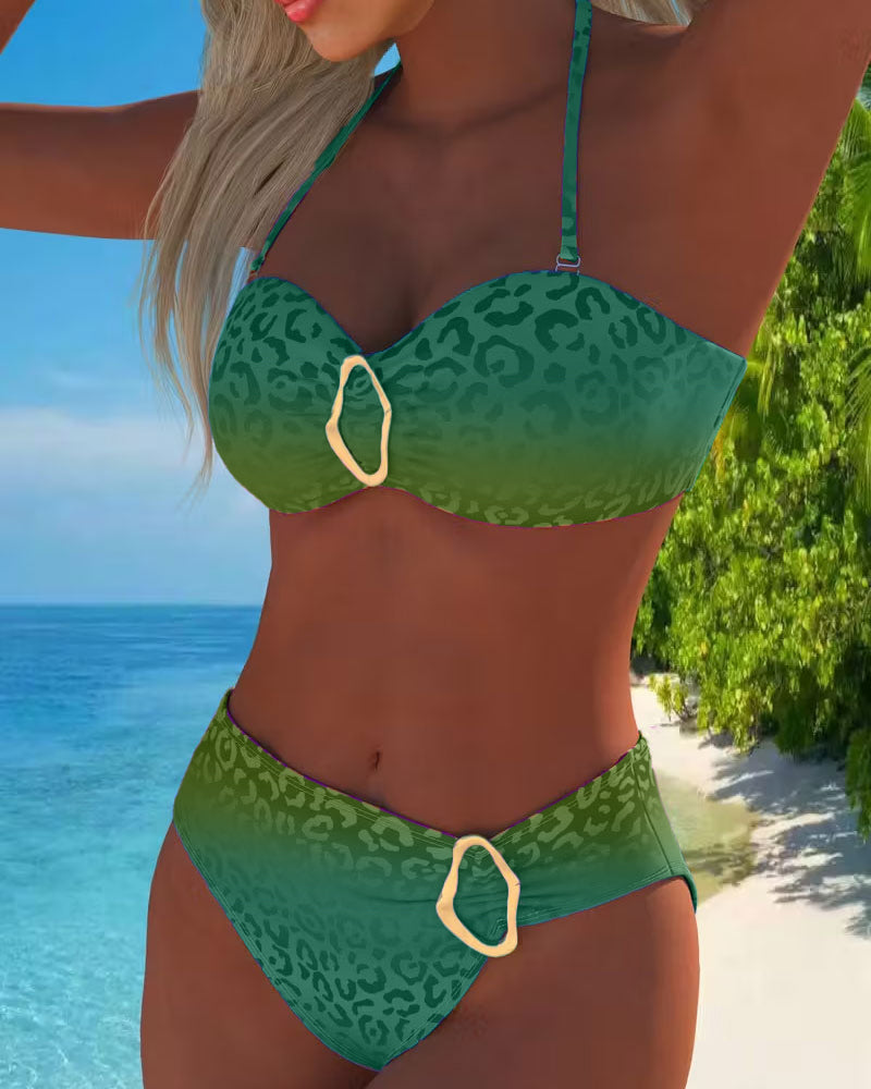 Sofía | One-Piece Swimsuit with Gradient Leopard Print and Halter Neck