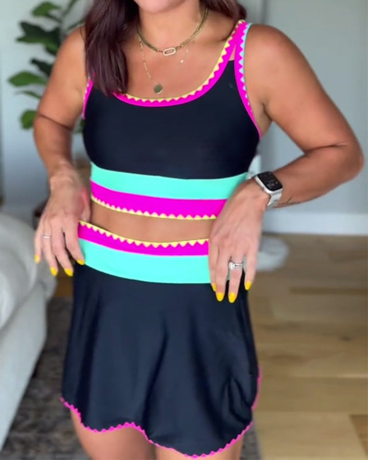 Myra | elegant three-piece color-block swimsuit