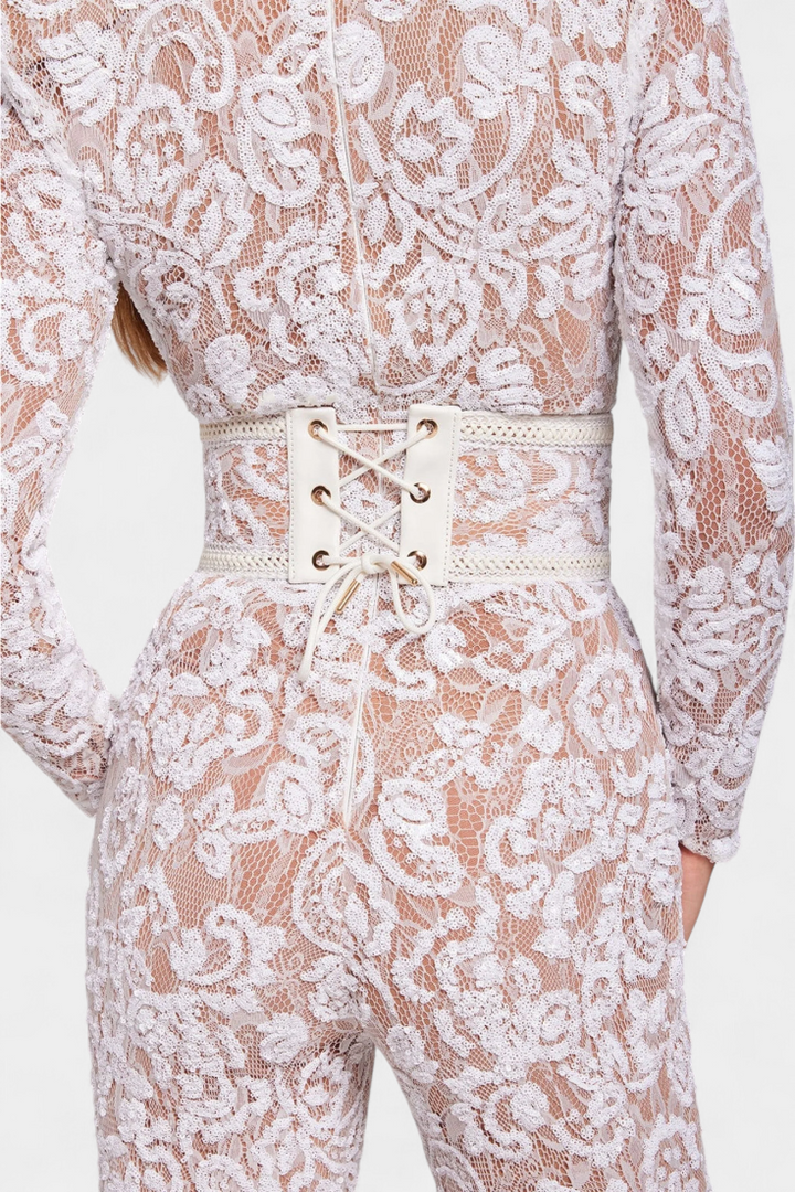 Jimena | Lace Jumpsuit with Sequins and Belt