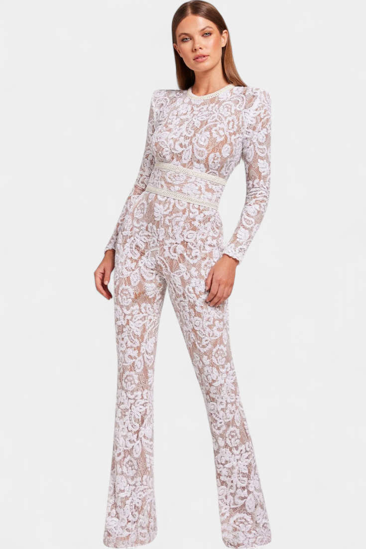 Jimena | Lace Jumpsuit with Sequins and Belt