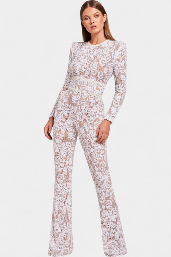 Jimena | Lace Jumpsuit with Sequins and Belt