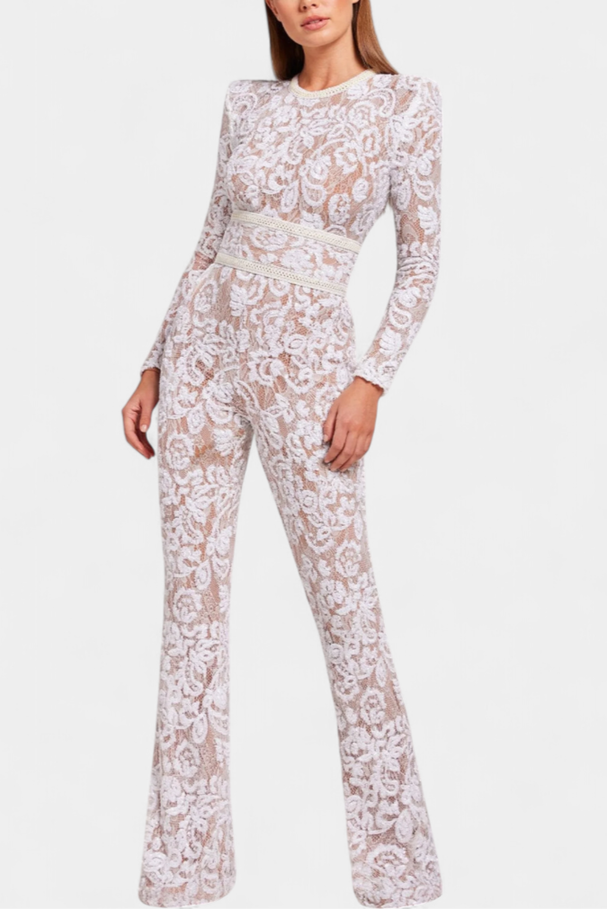 Jimena | Lace Jumpsuit with Sequins and Belt
