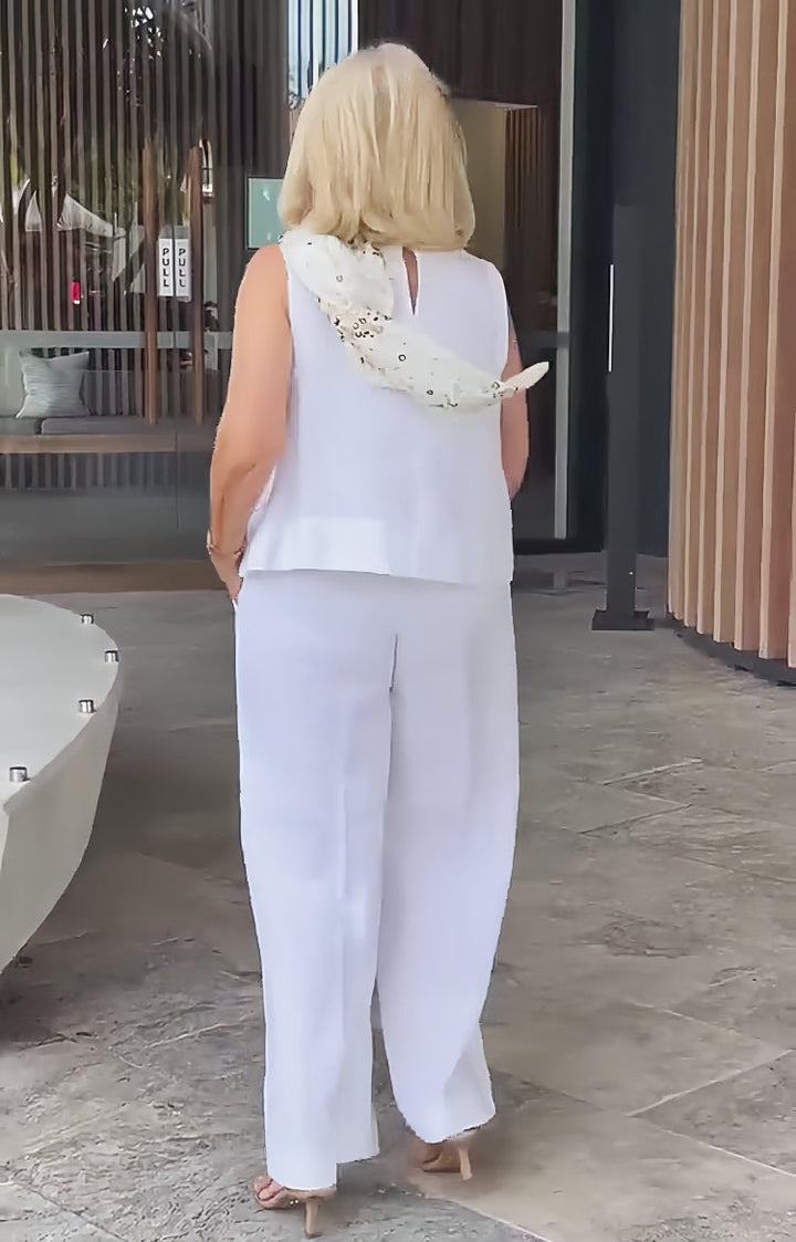 Trinidad | White Set Blouse and Wide Pants