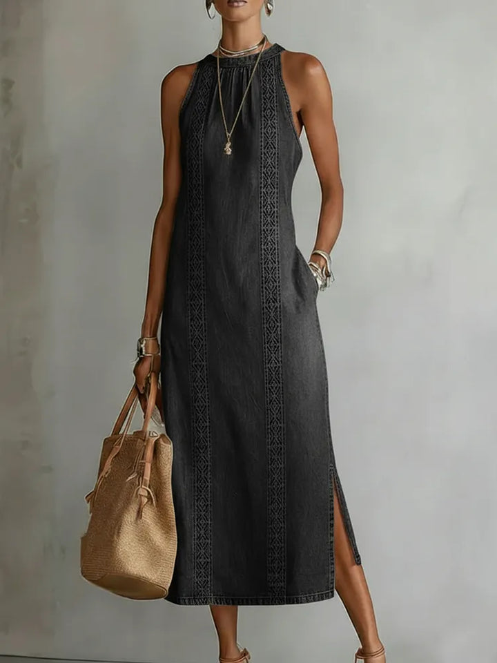 Xoliswa | Soline | Abito in denim con pizzo rétro