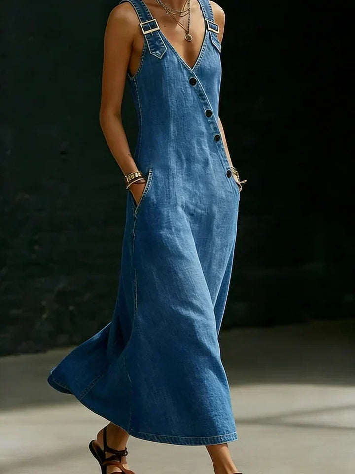 Thandi | Lalie | Abito lungo in denim con bottoni