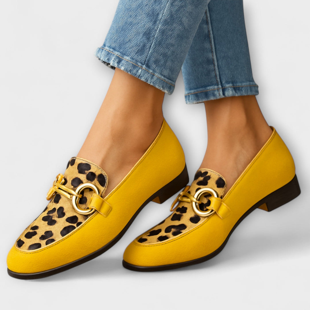 Sonia | Animal Print Slip-Ons with Decorative Buckle