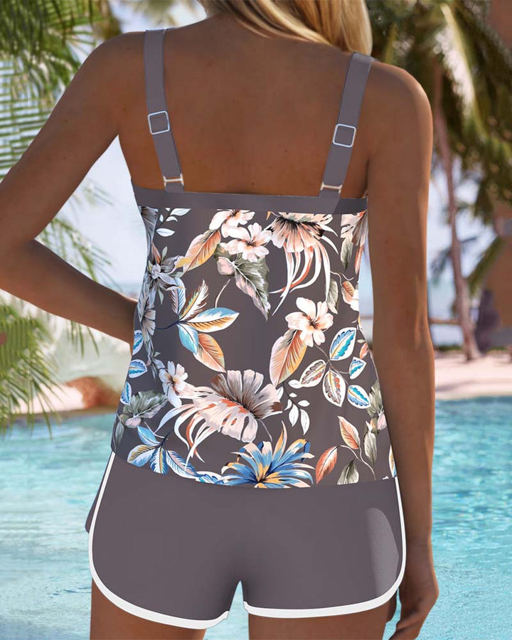 Imke | Sleeveless U-neck Printed Tankini