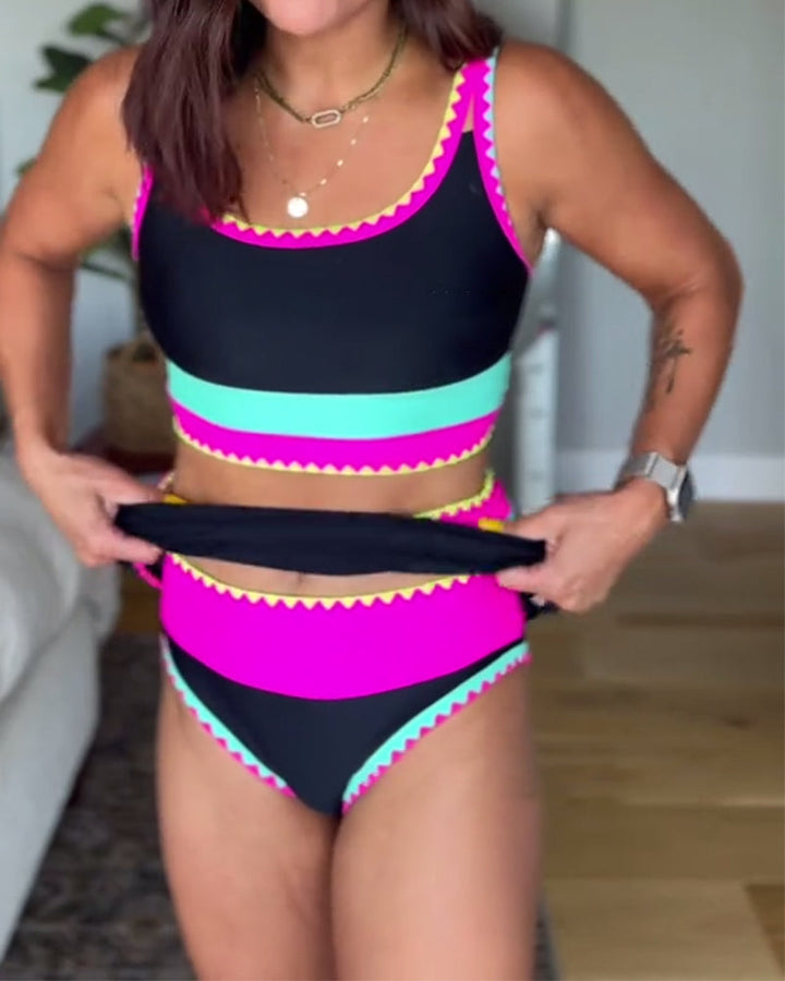 Myra | elegant three-piece color-block swimsuit