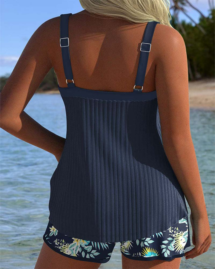 Rocío | Striped Tankini with Two-Piece Briefs