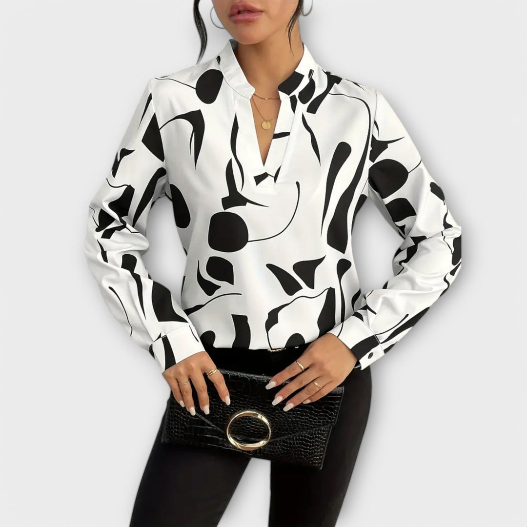 Katherine | Elegant Long Sleeve Blouse with V-Neck