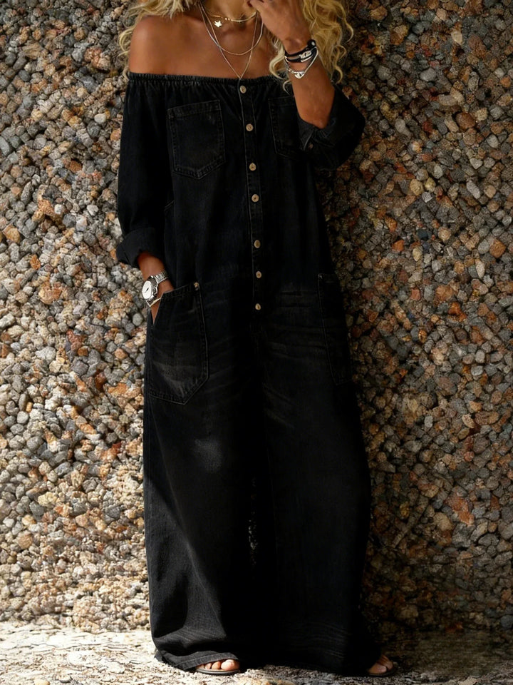 Noa | Denim Jumpsuit with Off-Shoulder Neckline