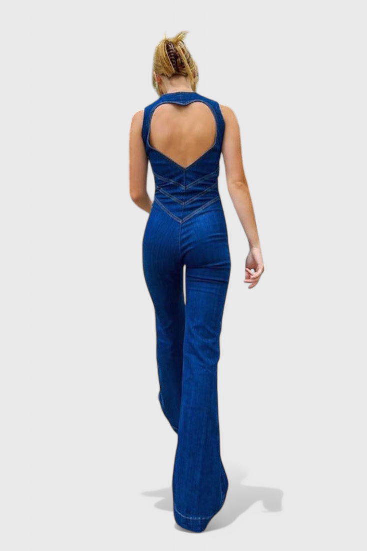 Maisie Denim Jumpsuit with Heart-Shaped Cutout