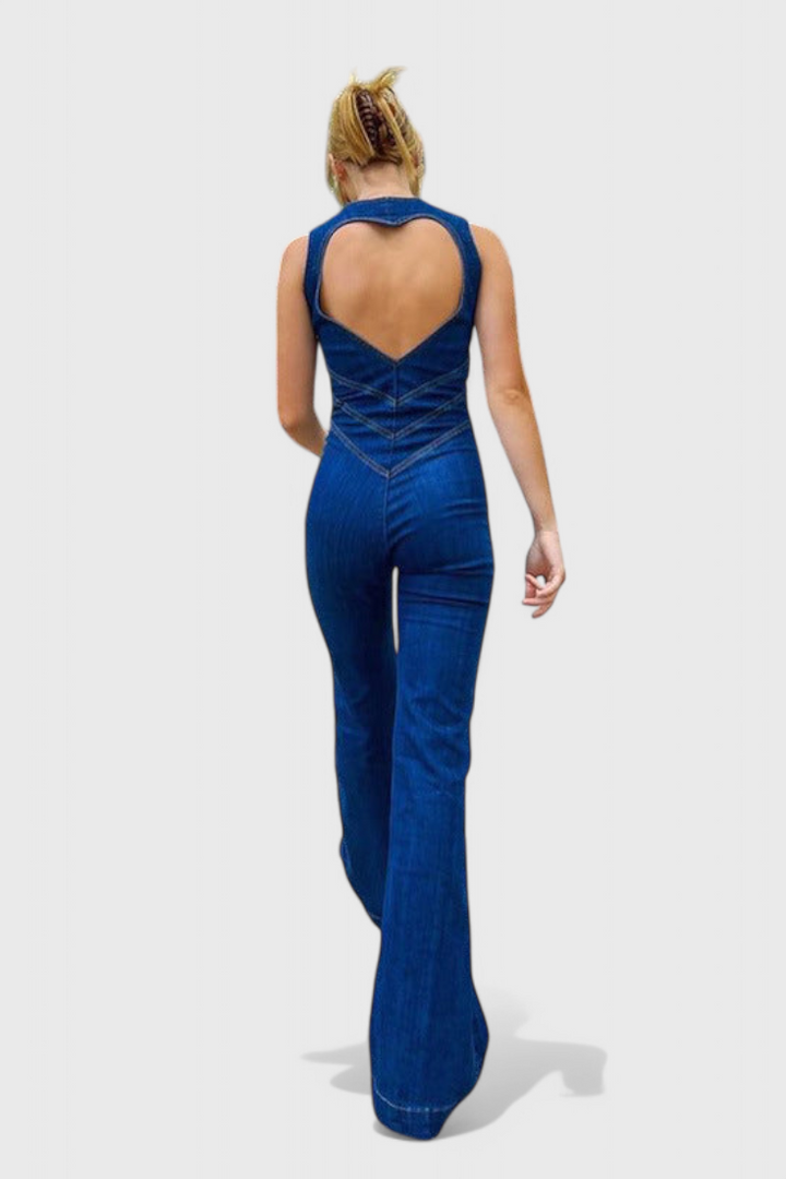 Maisie Denim Jumpsuit with Heart-Shaped Cutout